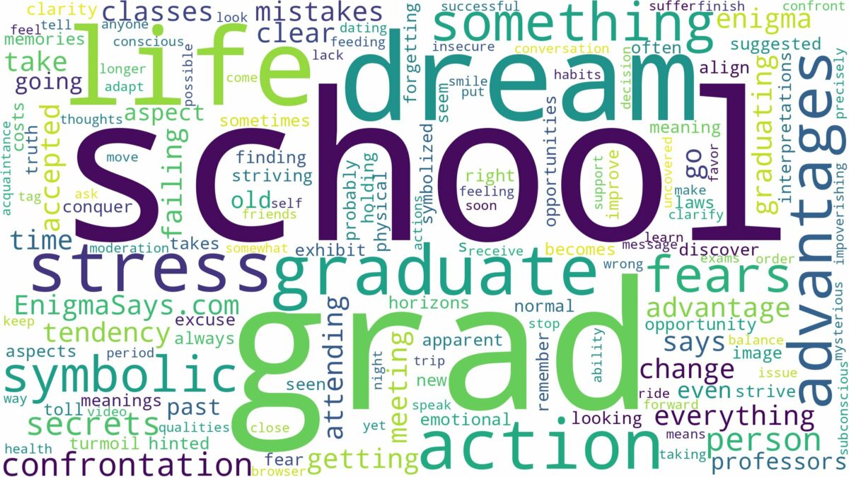 dream about graduate school and related dreams with their meanings in a word cloud