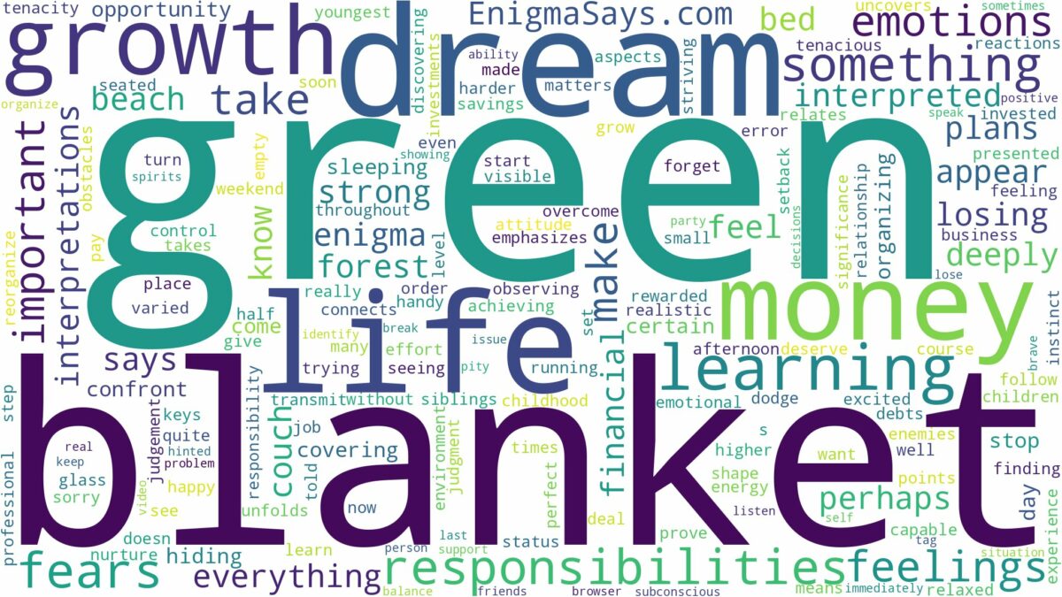 dream about green blanket and related dreams with their meanings in a word cloud