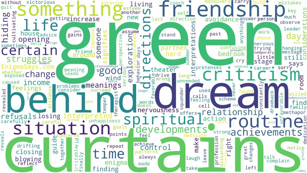 dream about green curtains and related dreams with their meanings in a word cloud