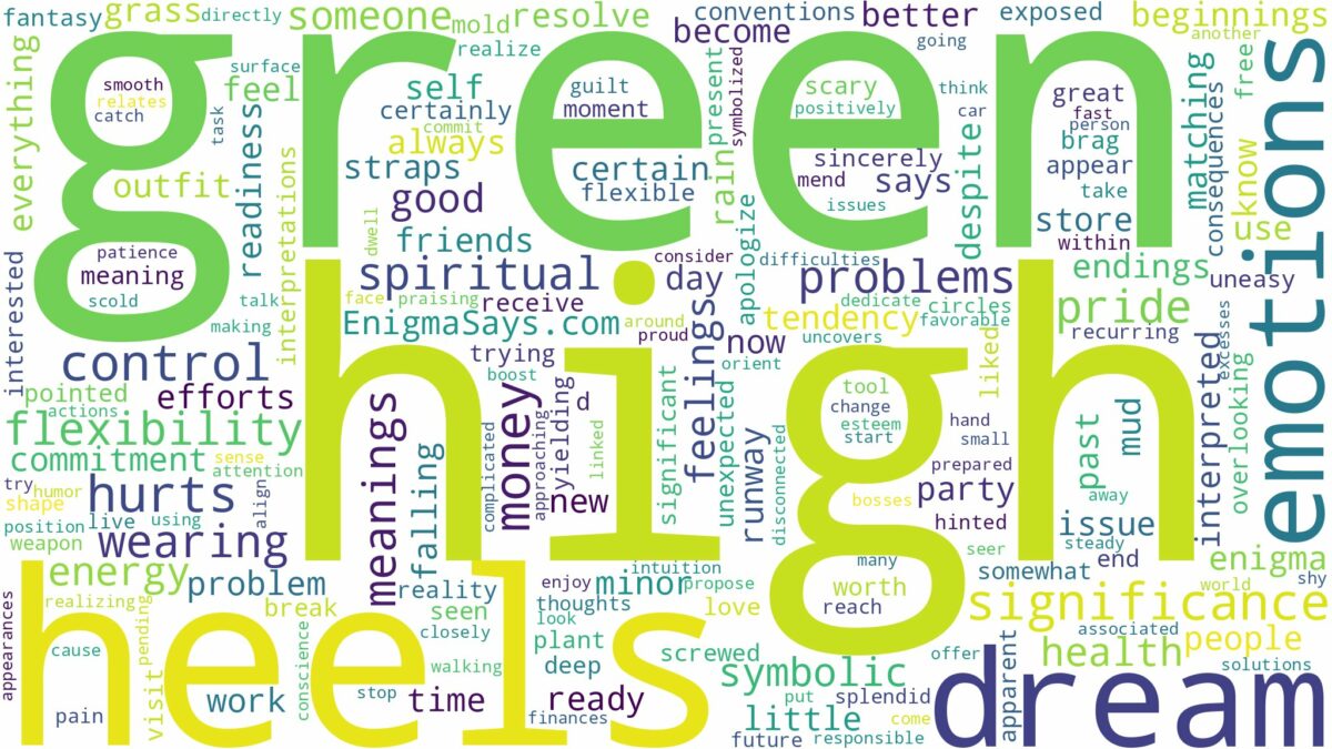 dream about green high heels and related dreams with their meanings in a word cloud