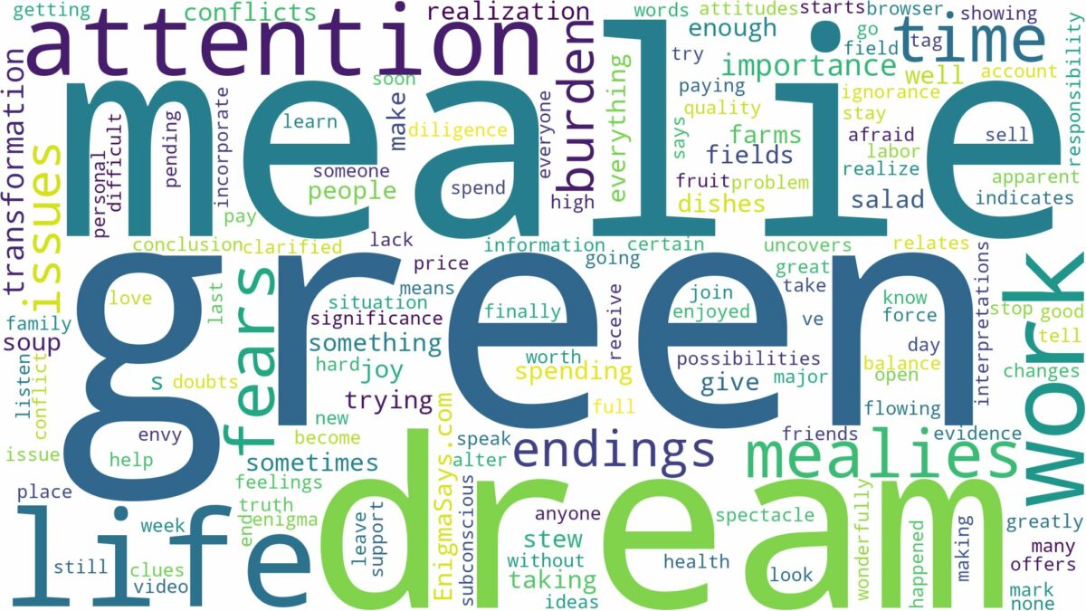 dream about green mealies and related dreams with their meanings in a word cloud