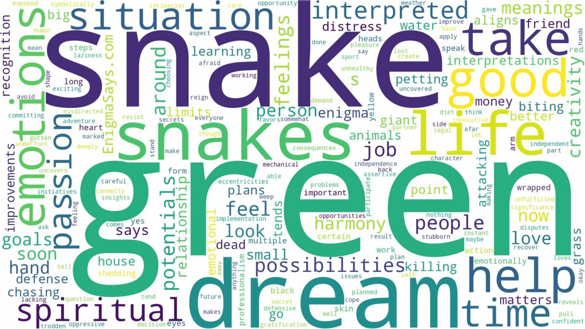 dream about green snake and related dreams with their meanings in a word cloud