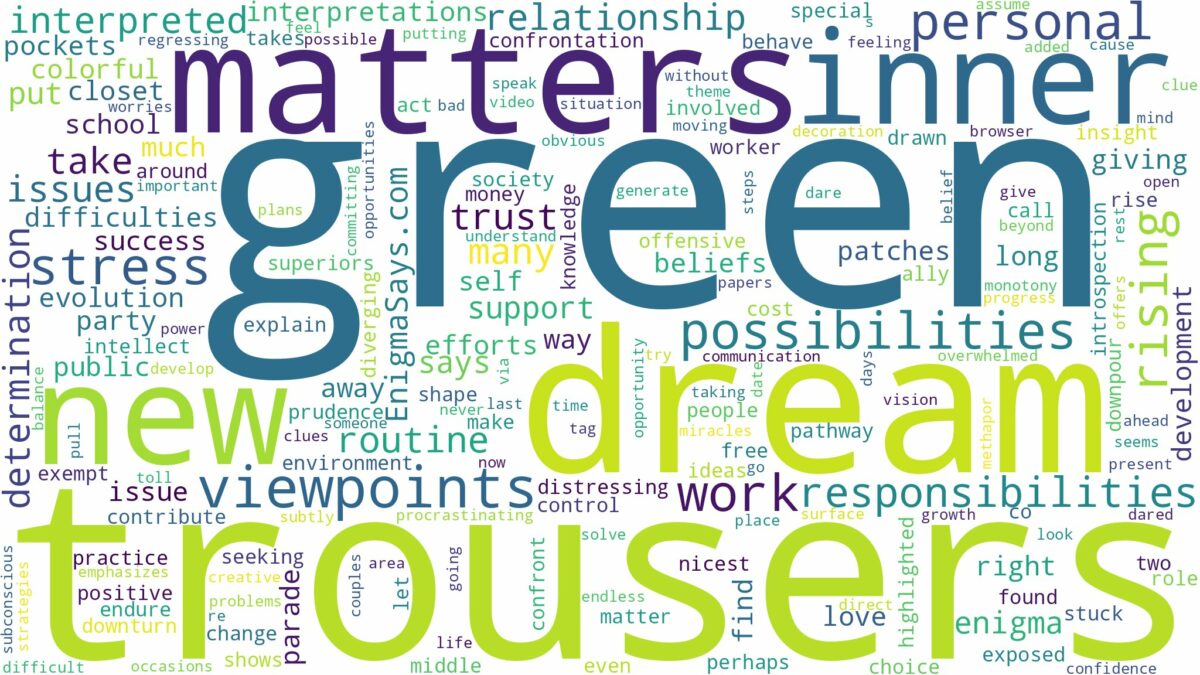 dream about green trousers and related dreams with their meanings in a word cloud