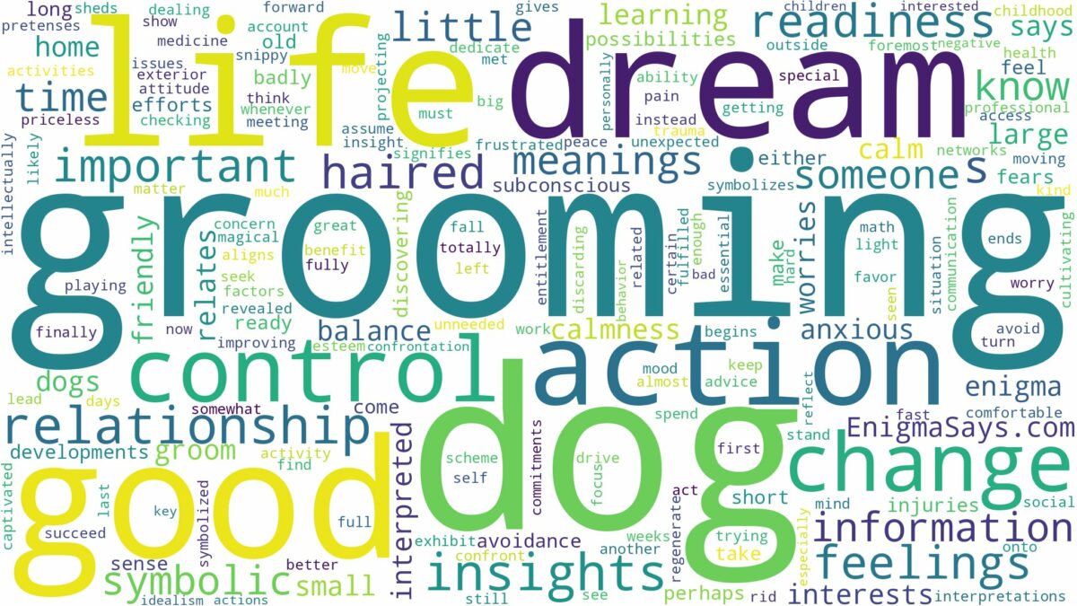 dream of grooming a dog and related dreams with their meanings in a word cloud