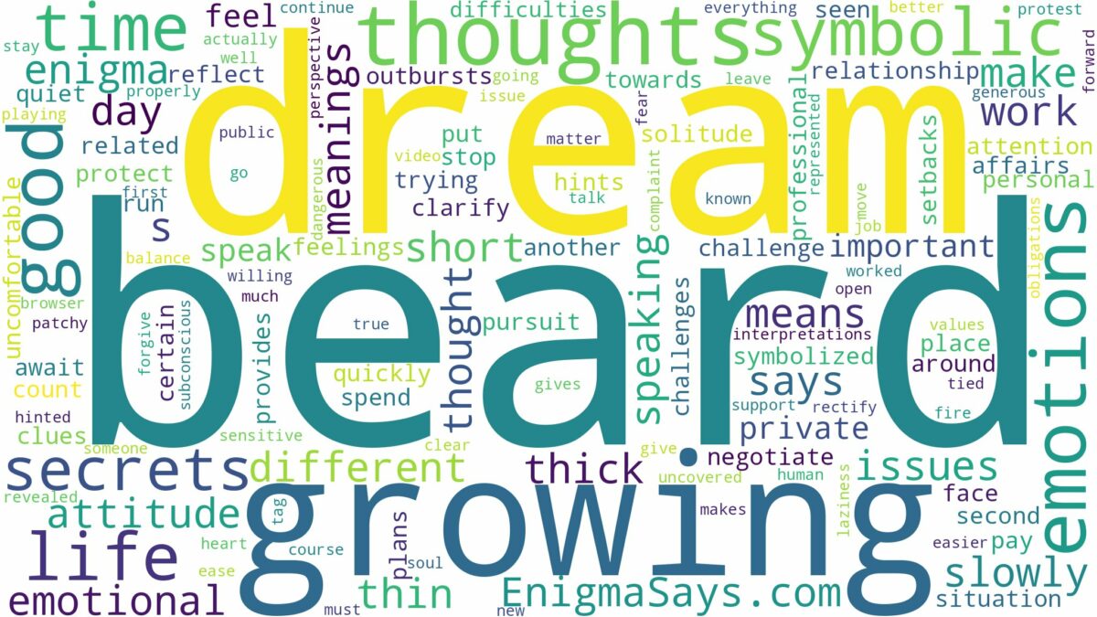 dream of growing beard and related dreams with their meanings in a word cloud