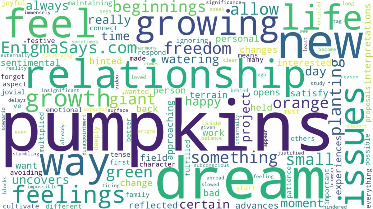 dream of growing pumpkins and related dreams with their meanings in a word cloud