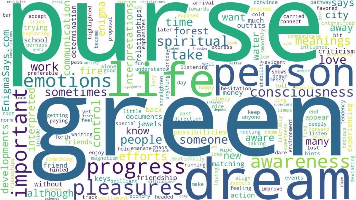 dream about a green purse and related dreams with their meanings in a word cloud