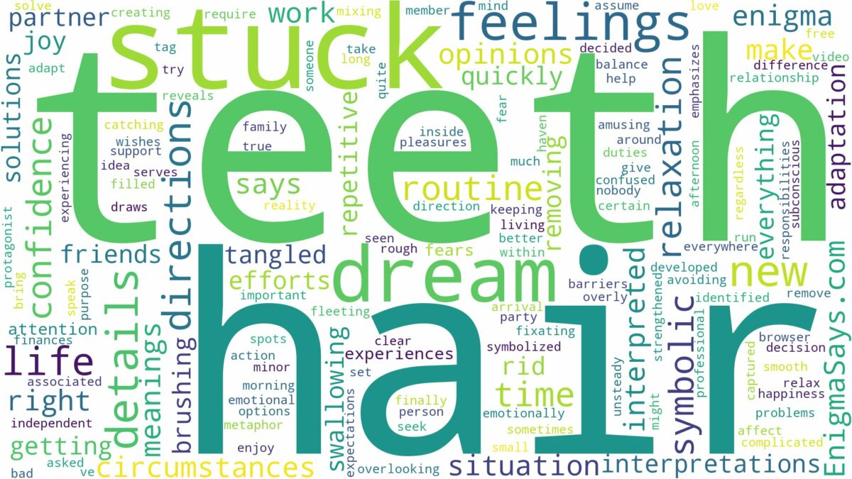 dream about hair stuck in teeth and related dreams with their meanings in a word cloud