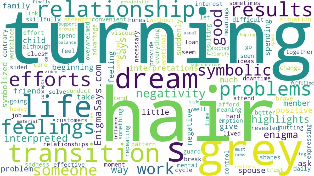 dreaming about hair turning grey and related dreams with their meanings in a word cloud