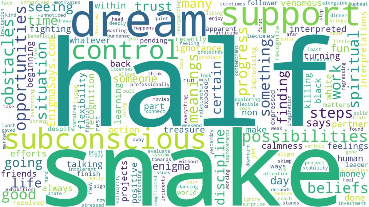 dream about half snake and related dreams with their meanings in a word cloud