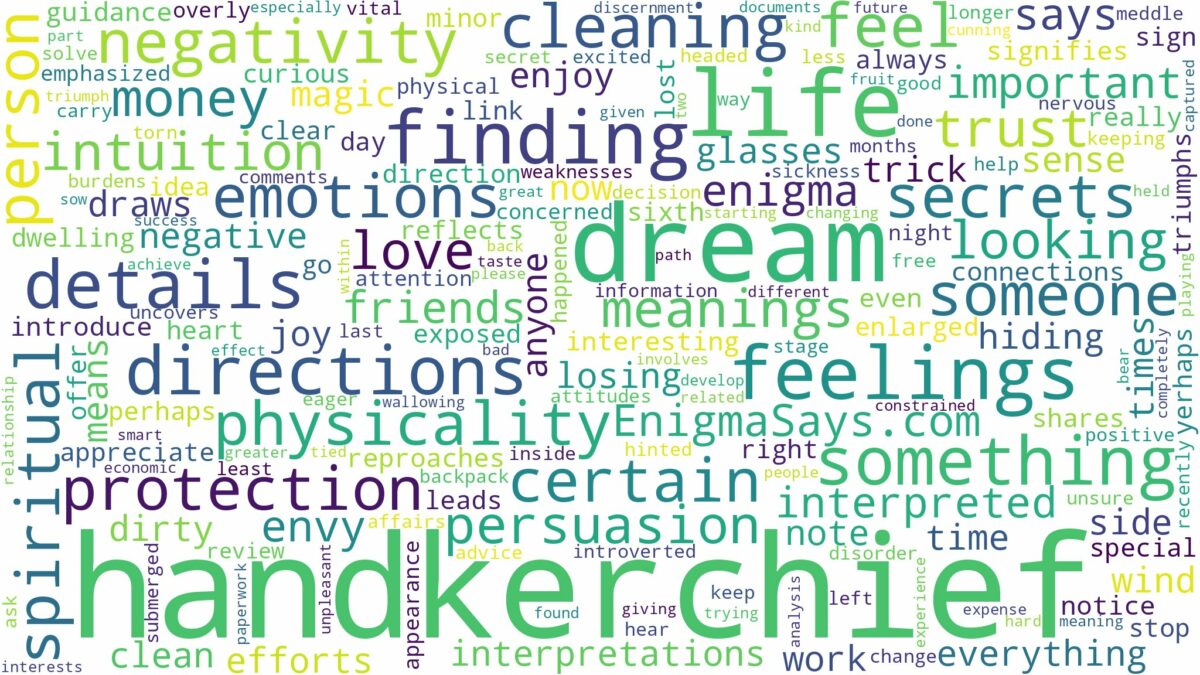 dream about handkerchief and related dreams with their meanings in a word cloud