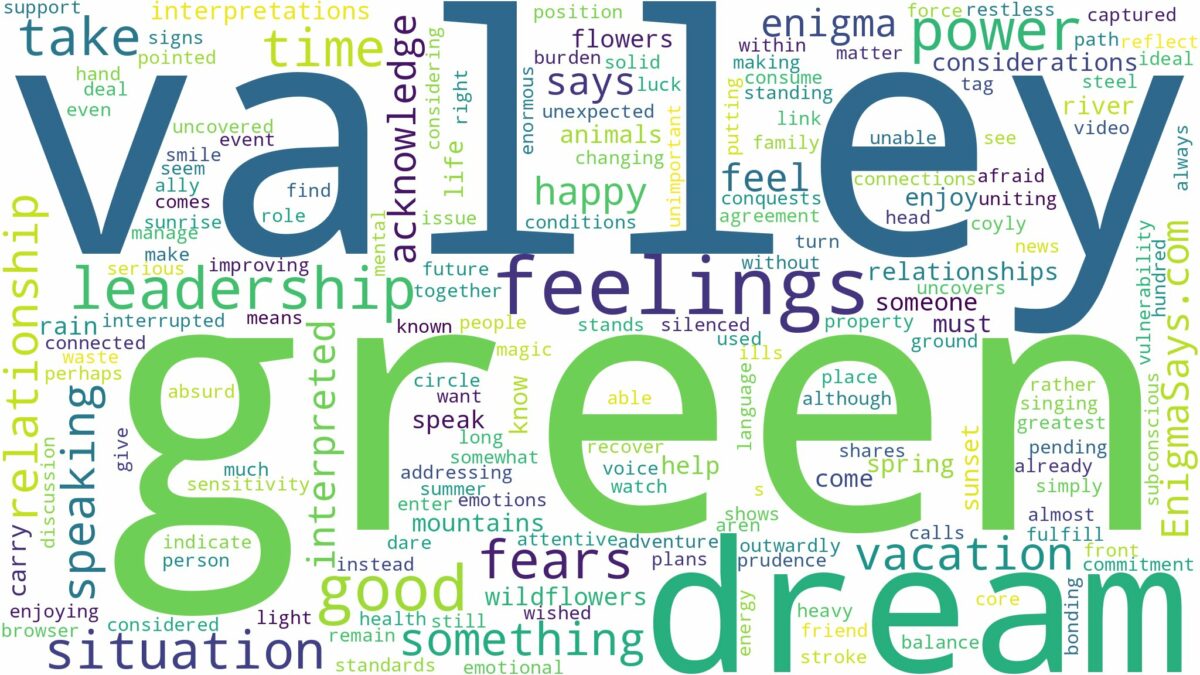 dream about a green valley and related dreams with their meanings in a word cloud