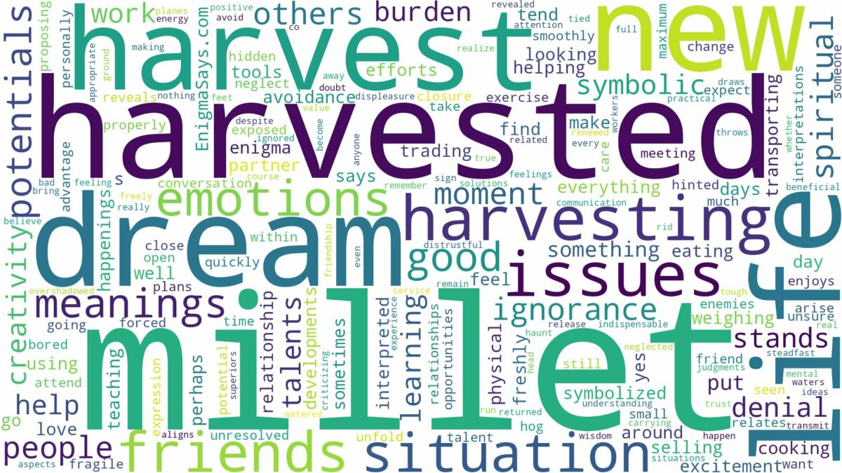 dream of harvesting millet and related dreams with their meanings in a word cloud