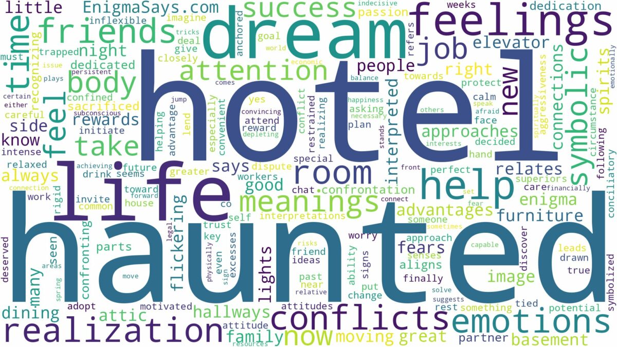 dream about haunted hotel and related dreams with their meanings in a word cloud