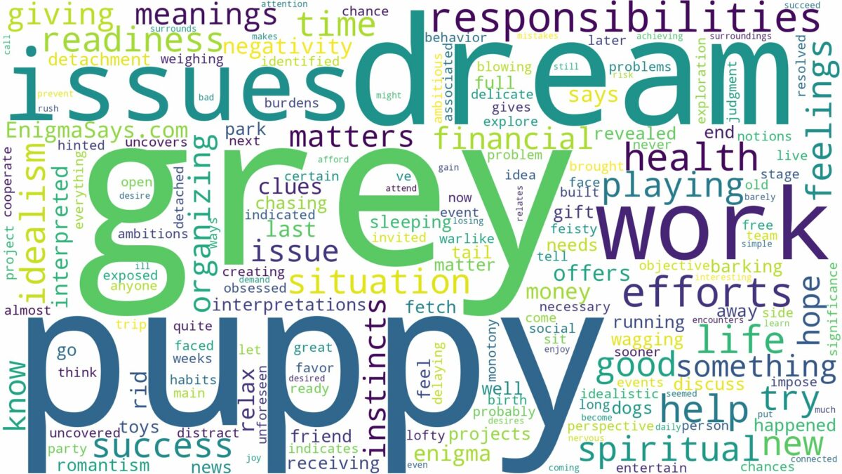 dream about a grey puppy and related dreams with their meanings in a word cloud