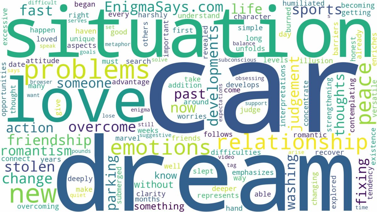 dream of having a car and related dreams with their meanings in a word cloud