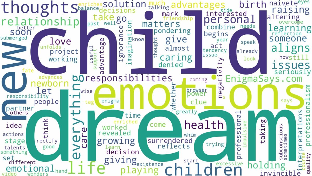 dream of having a child and related dreams with their meanings in a word cloud