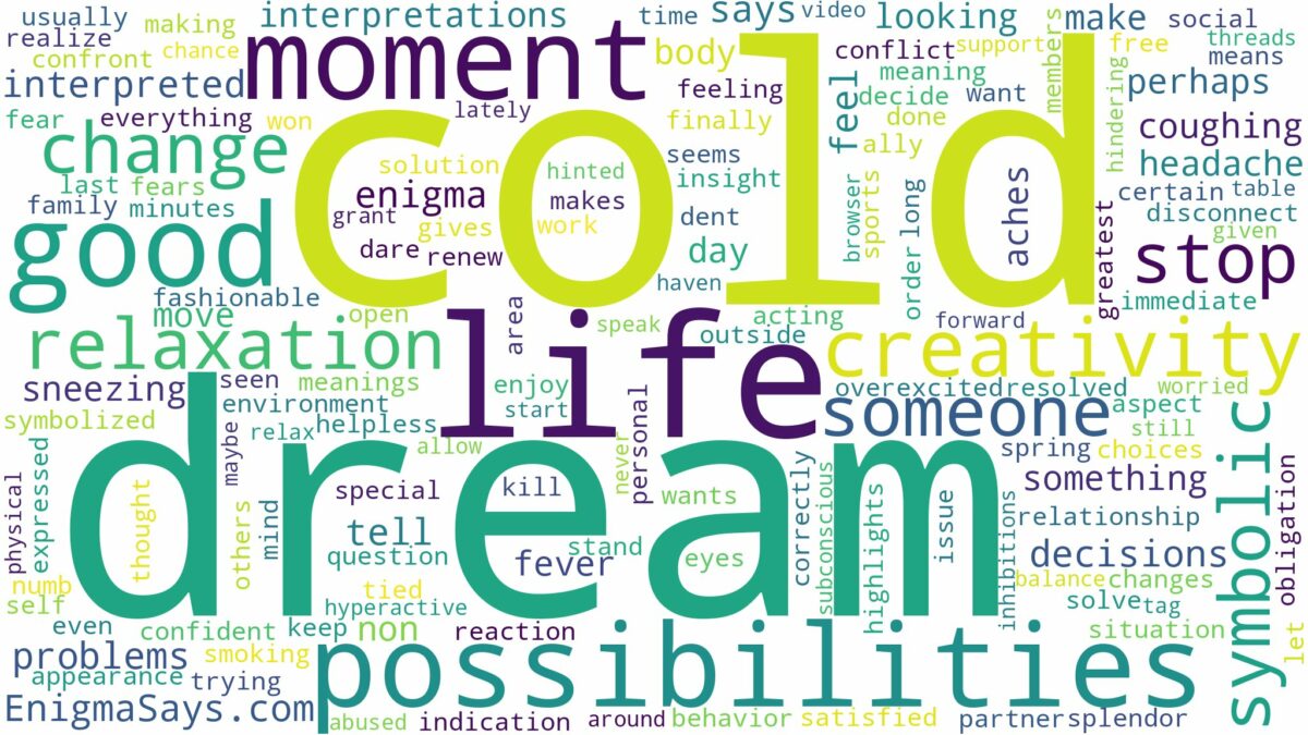 dream of having a cold and related dreams with their meanings in a word cloud