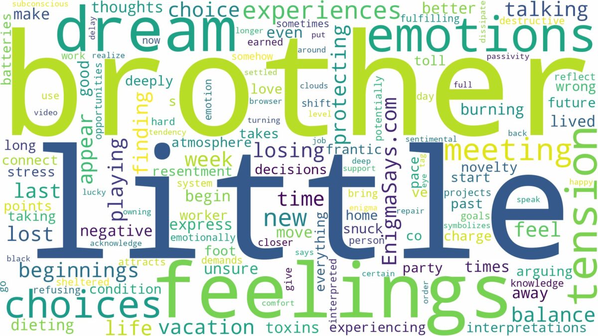 dreaming of having a little brother and related dreams with their meanings in a word cloud