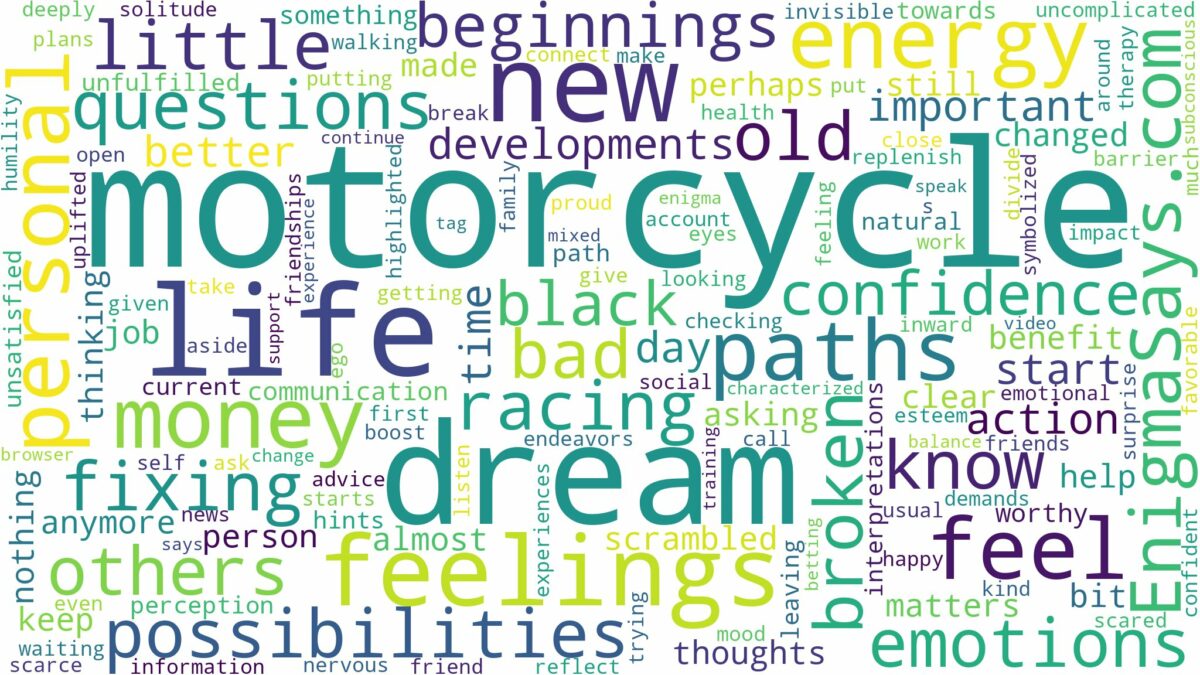 dream of having a motorcycle and related dreams with their meanings in a word cloud