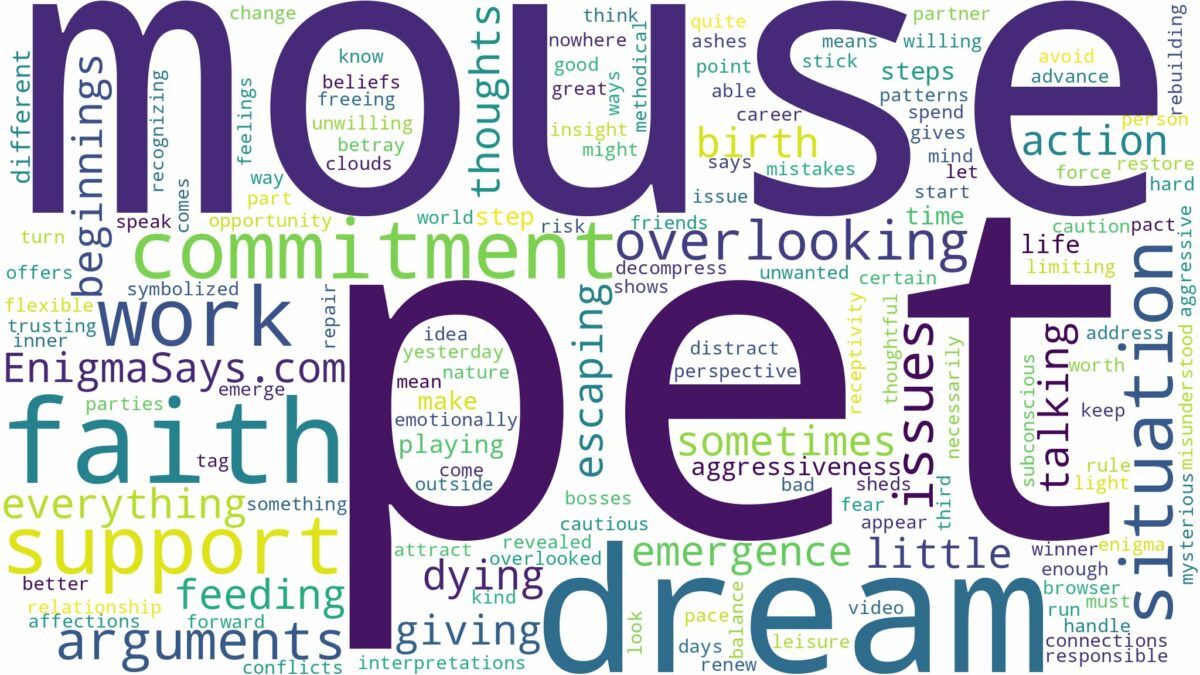 dreaming of having a pet mouse and related dreams with their meanings in a word cloud