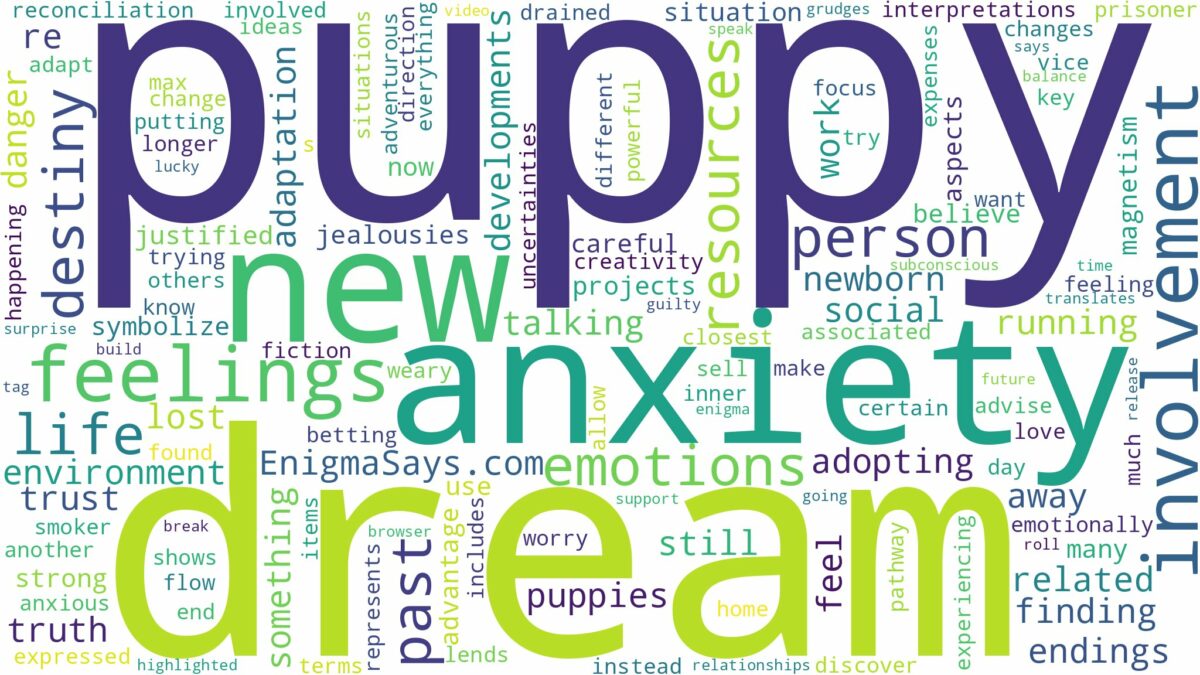 dream of having a puppy and related dreams with their meanings in a word cloud