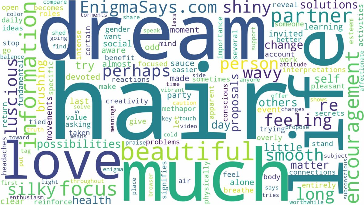 dreaming of having beautiful hair and related dreams with their meanings in a word cloud