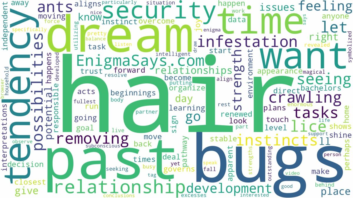 dreaming of having bugs in hair and related dreams with their meanings in a word cloud