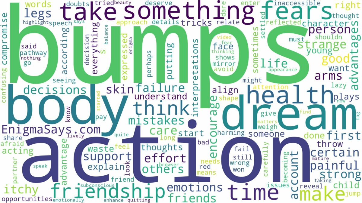 dreaming of having bumps on body and related dreams with their meanings in a word cloud