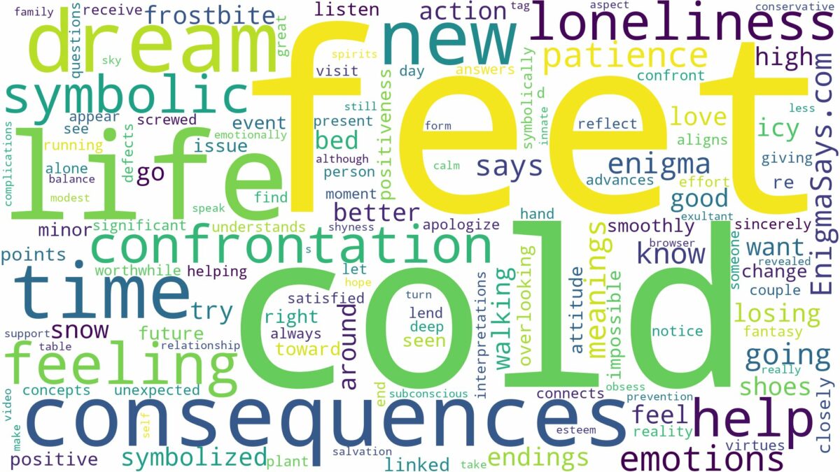 dreaming of having cold feet and related dreams with their meanings in a word cloud