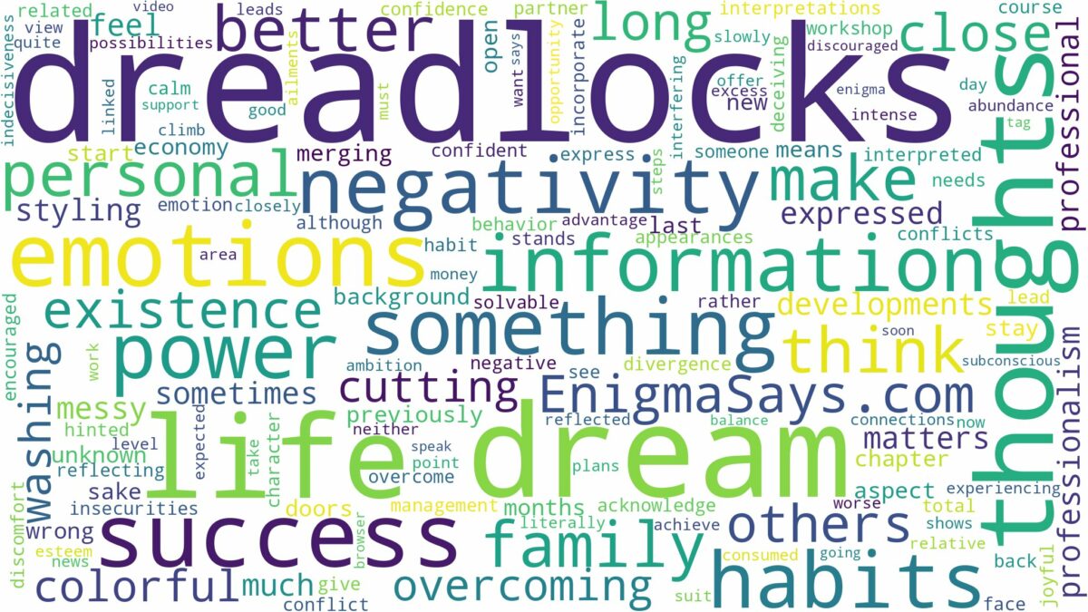 dream of having dreadlocks and related dreams with their meanings in a word cloud