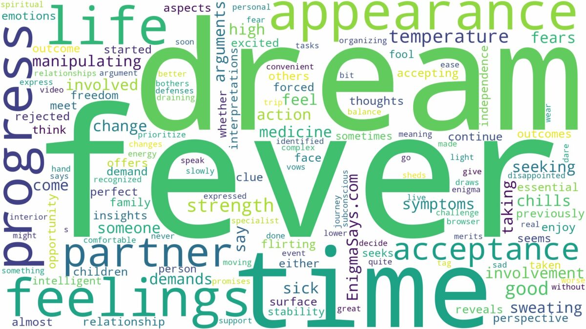 dream of having fever and related dreams with their meanings in a word cloud