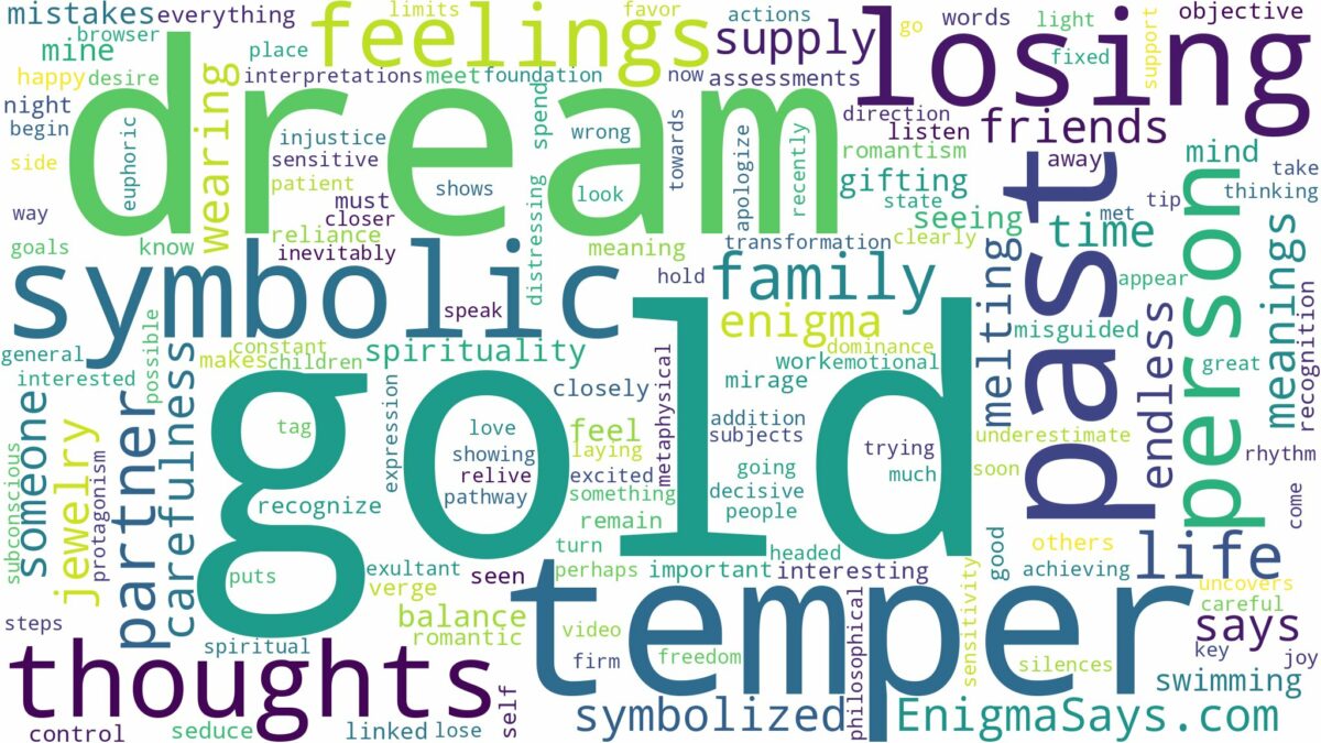 dream of having gold and related dreams with their meanings in a word cloud