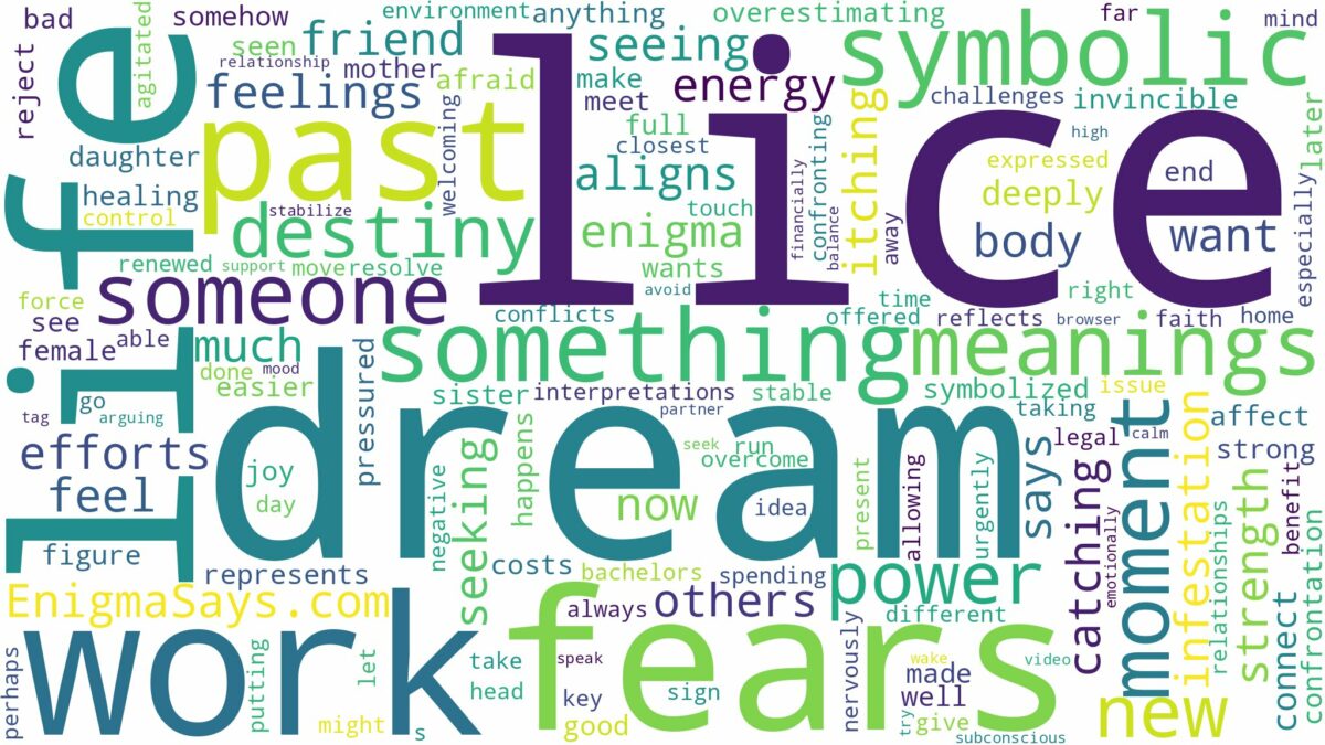 dream of having lice and related dreams with their meanings in a word cloud