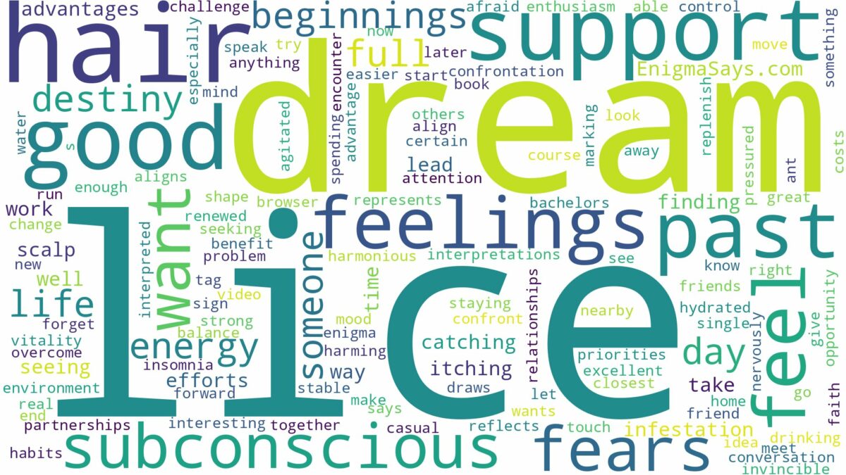 dreaming of having lice in your hair and related dreams with their meanings in a word cloud