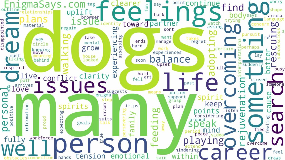 dreaming of having many dogs and related dreams with their meanings in a word cloud