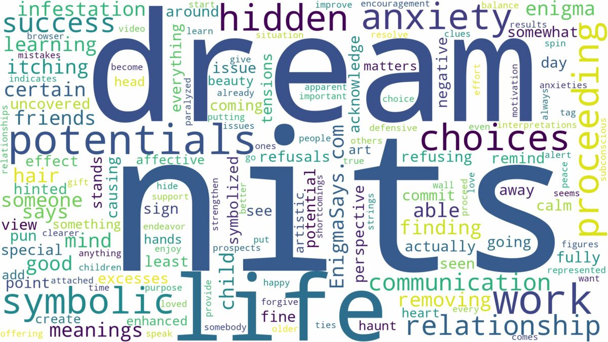 dream of having nits and related dreams with their meanings in a word cloud