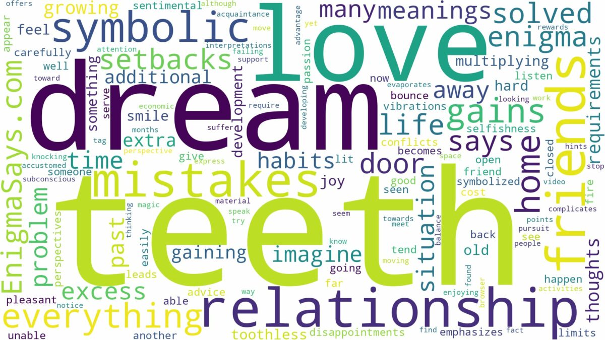 dream of having no teeth and related dreams with their meanings in a word cloud