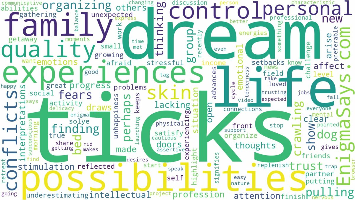 dream of having ticks and related dreams with their meanings in a word cloud