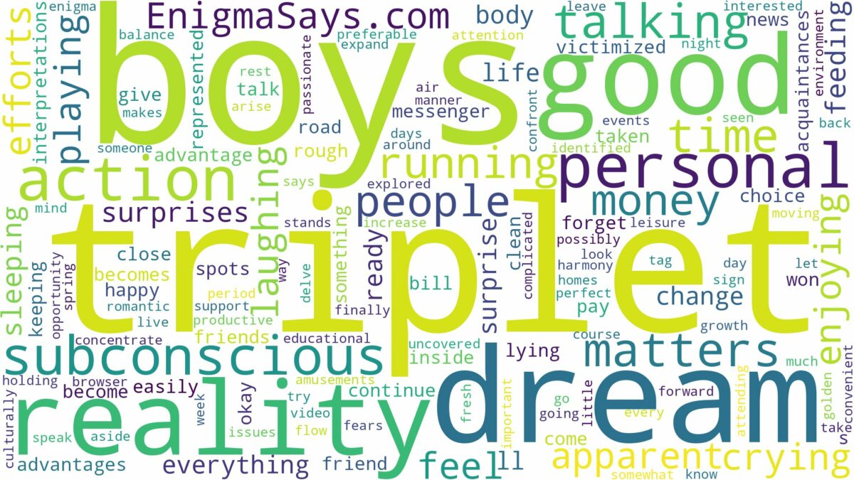 dreaming of having triplet boys and related dreams with their meanings in a word cloud