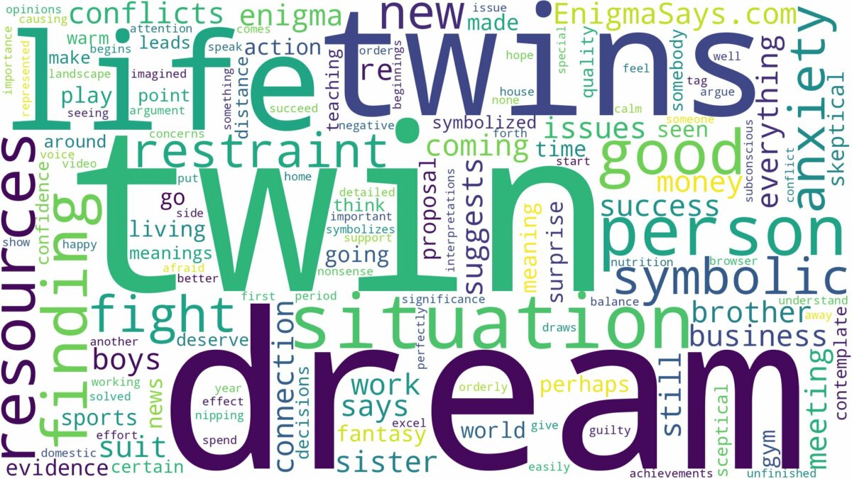 dream of having twins and related dreams with their meanings in a word cloud