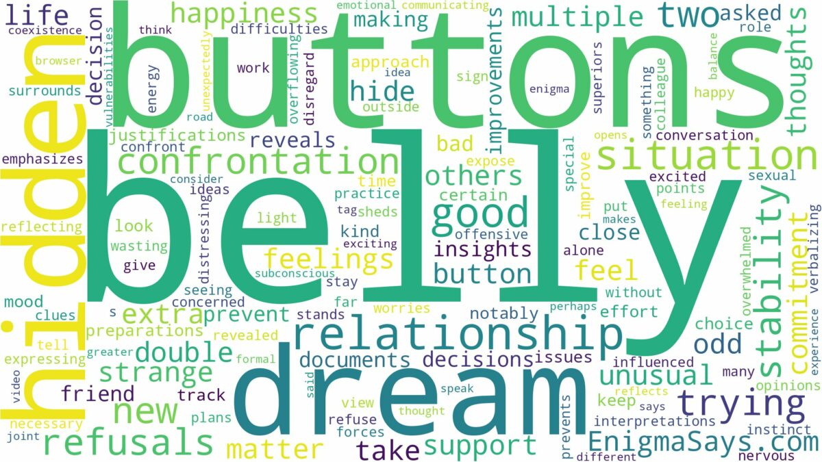 dreaming of having two belly buttons and related dreams with their meanings in a word cloud