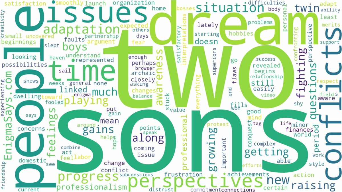 dreaming of having two sons and related dreams with their meanings in a word cloud