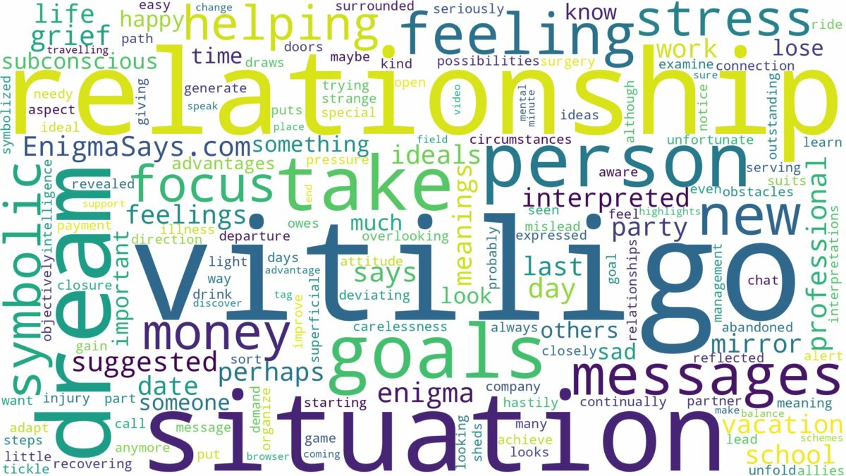 dream of having vitiligo and related dreams with their meanings in a word cloud