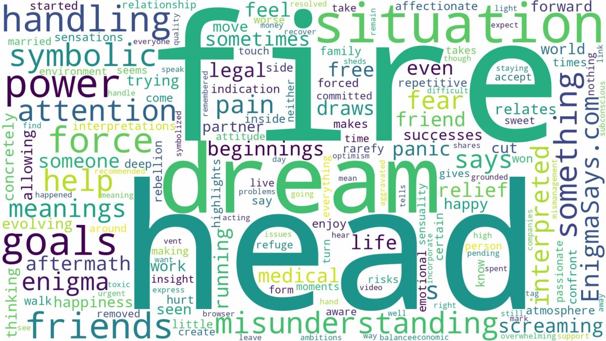 dream about head on fire and related dreams with their meanings in a word cloud