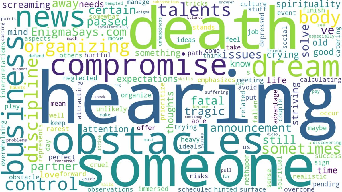 dreaming of hearing someone death and related dreams with their meanings in a word cloud