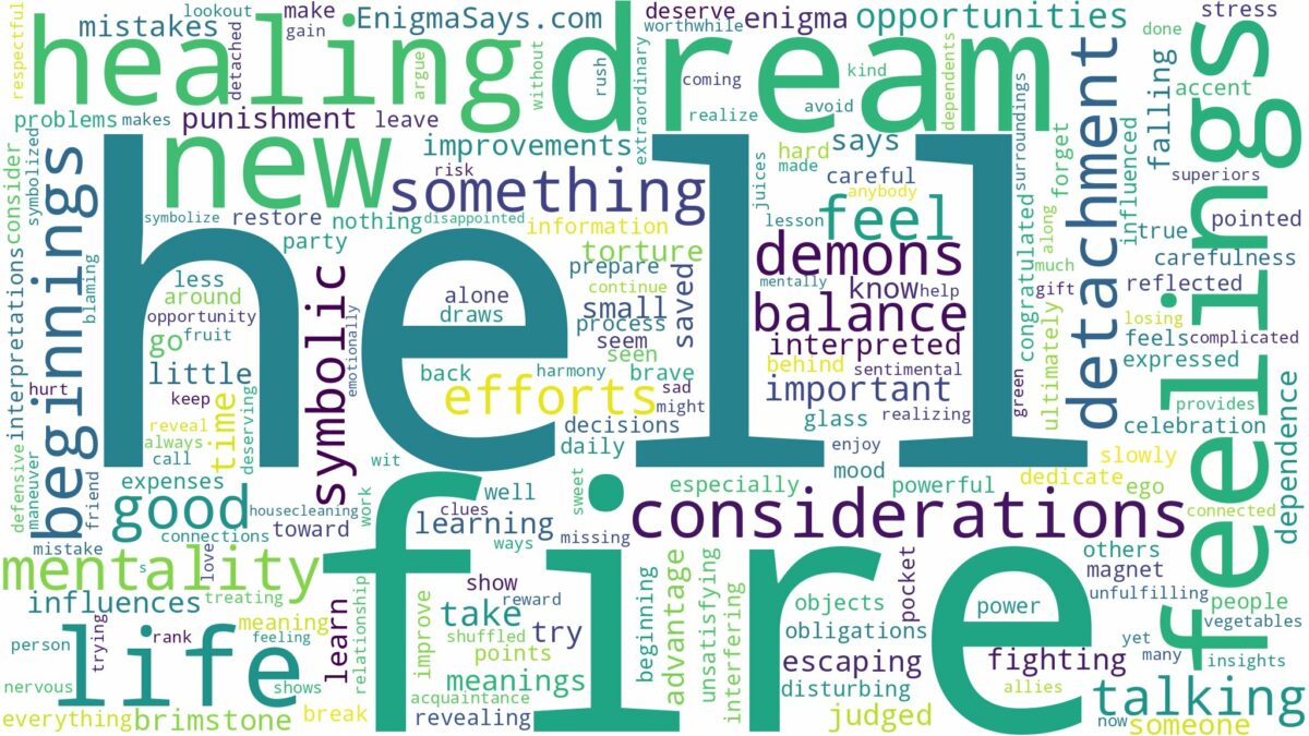 dream about hell fire and related dreams with their meanings in a word cloud