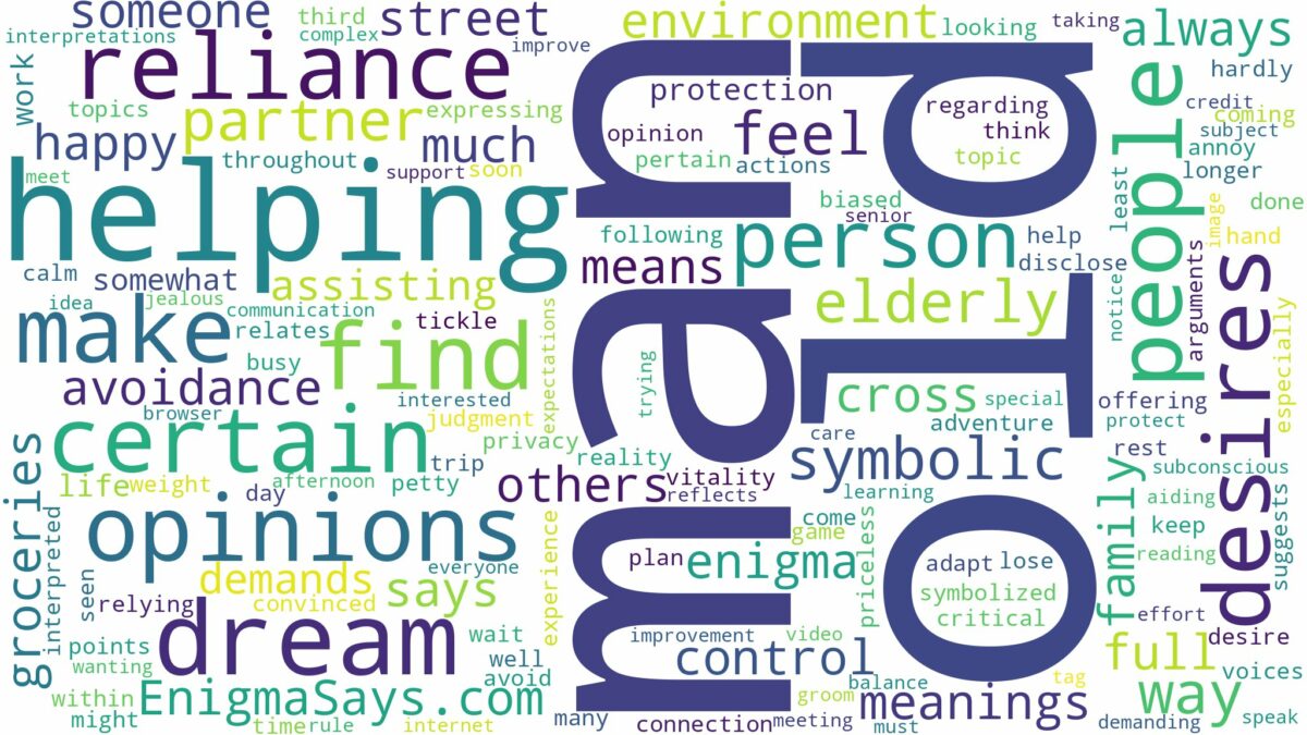 dreaming of helping an old man and related dreams with their meanings in a word cloud