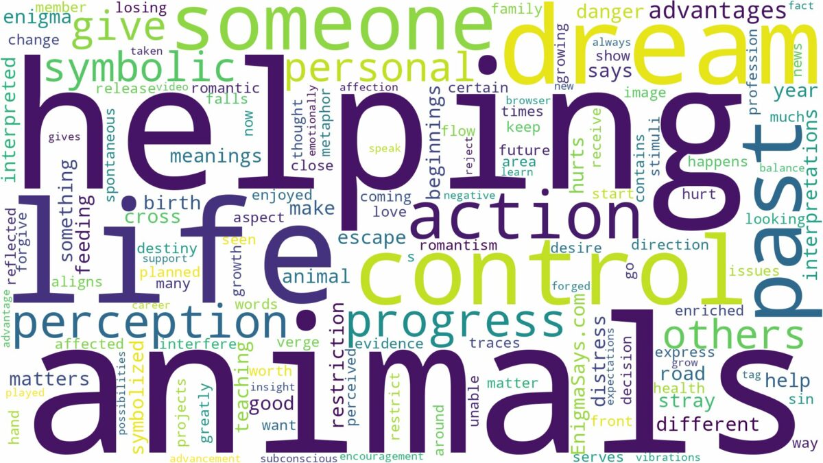 dream of helping animals and related dreams with their meanings in a word cloud