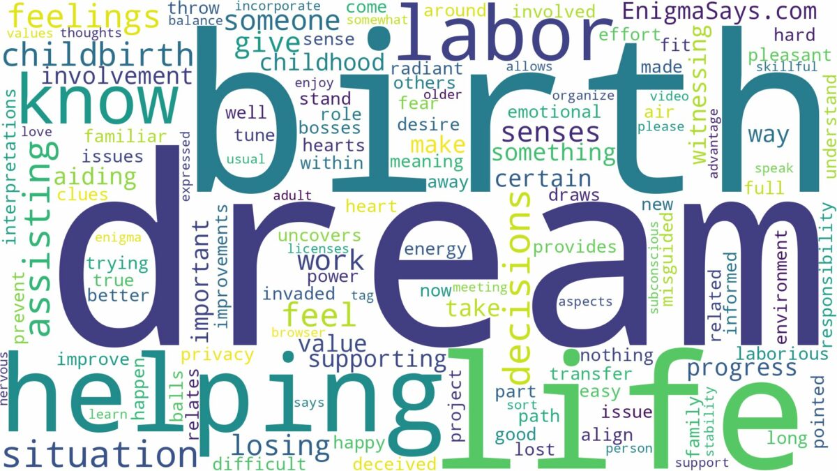 dreaming of helping someone give birth and related dreams with their meanings in a word cloud